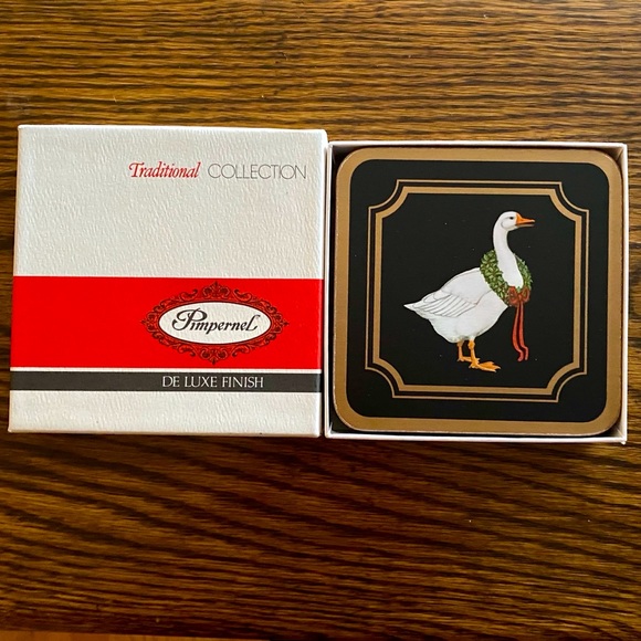 Vintage Pimpernel Christmas Goose Coasters Set of 6 - Picture 2 of 9